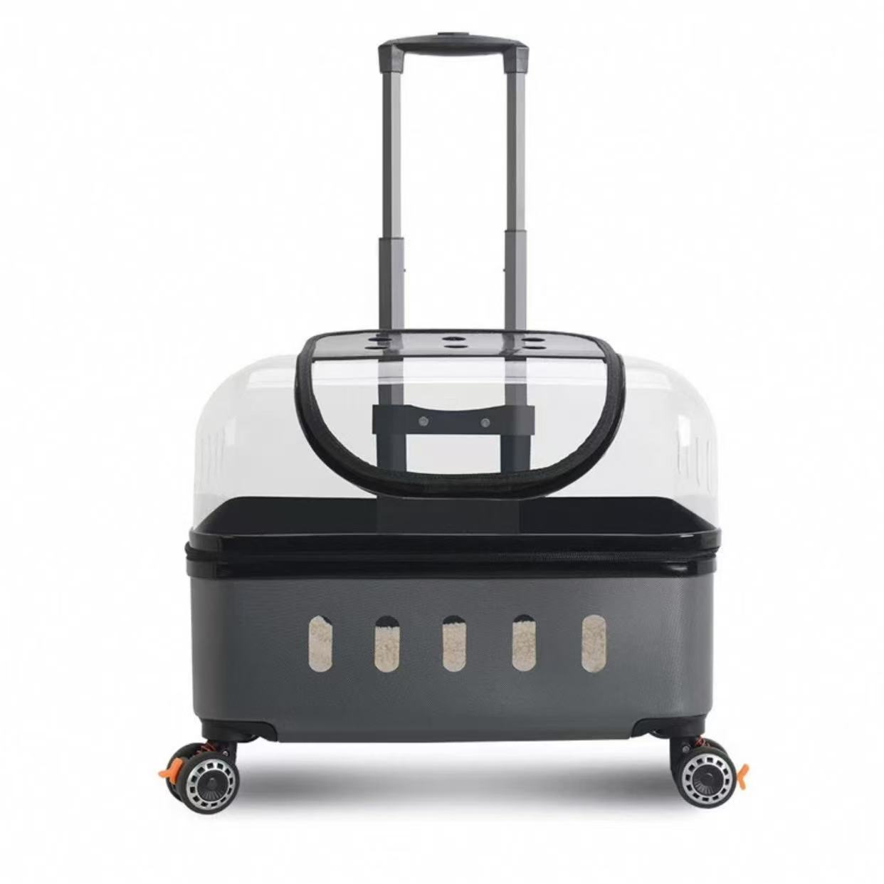 Pet suitcase, cat bag, portable for outdoor use, large size, two cats luggage, transparent dog suitcase, aviation suitcase, small cart
