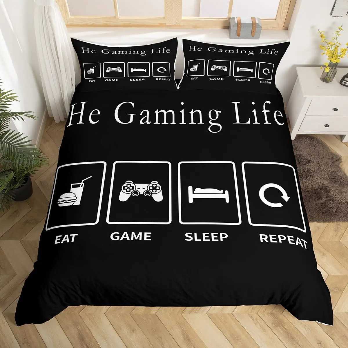 Kids Boys Gamer Bedding Set King Queen Pink Purple Gamer Duvet Cover Modern Gaming Polyester Comforter Cover Game Quilt CoverM251118