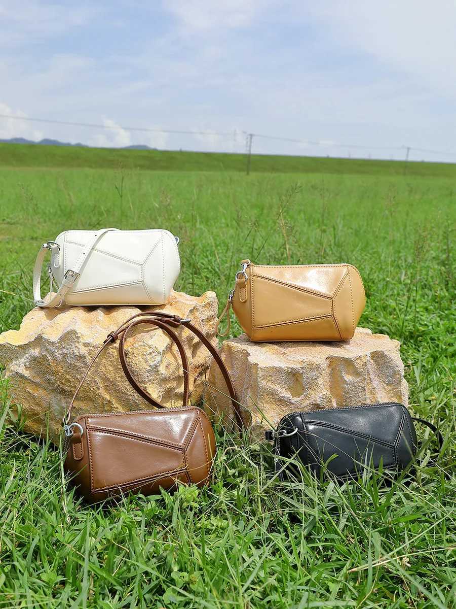 New Small Women Bag Lady Popular Commuter Boston Crossbody Messenger Female Genuine Leather Geometric Pillow Shoulder BagsW251118