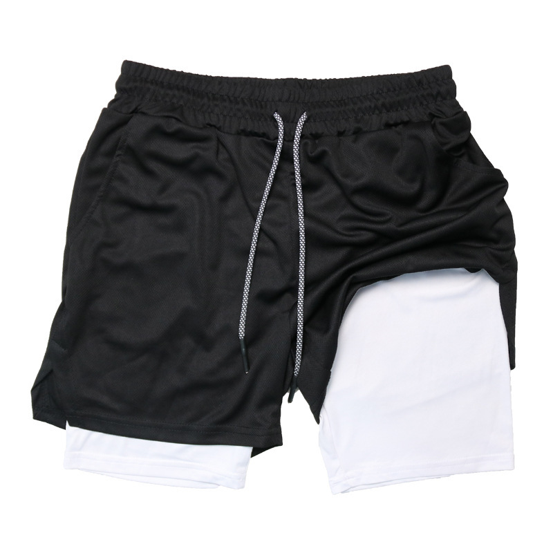 Cross border 2025 Summer Men's Double layer Shorts Breathable Fitness and Leisure Sports Beach Pants Light Plate+Customized Logo
