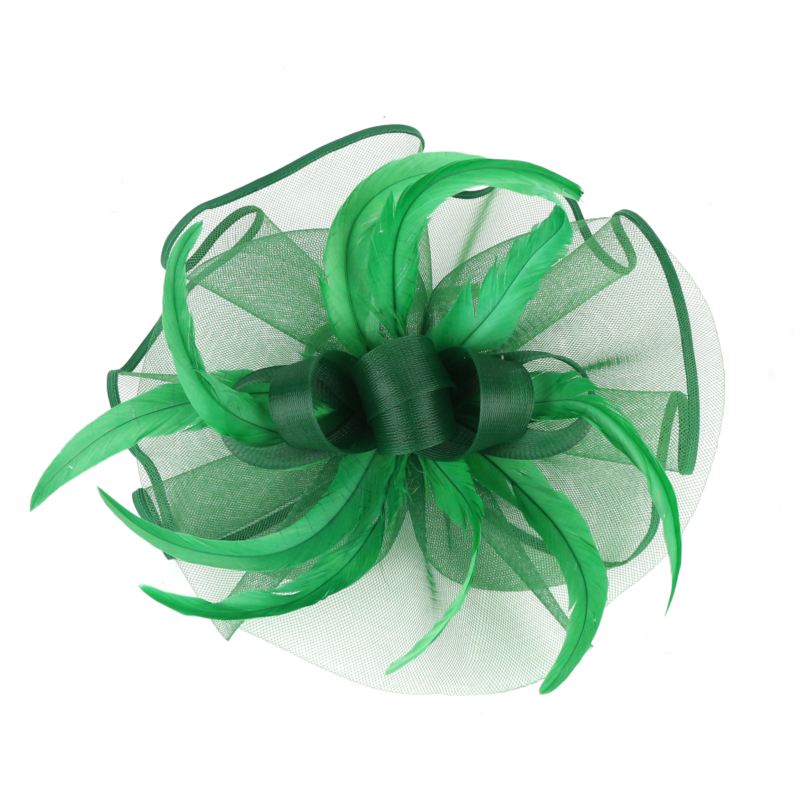 Women Bridal Wedding Headdress Satin Feather Hair Accessories Cocktail Headwear Evening Tea Party Derby Fascinators Hat