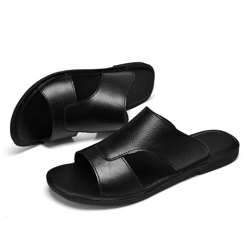 Leisure Walking Sandals Mens Summer Peep-toe Flats Youth Beach Slippers Non-slip Male Half Drag Ultra-light Soft-Soled SlidesC250418