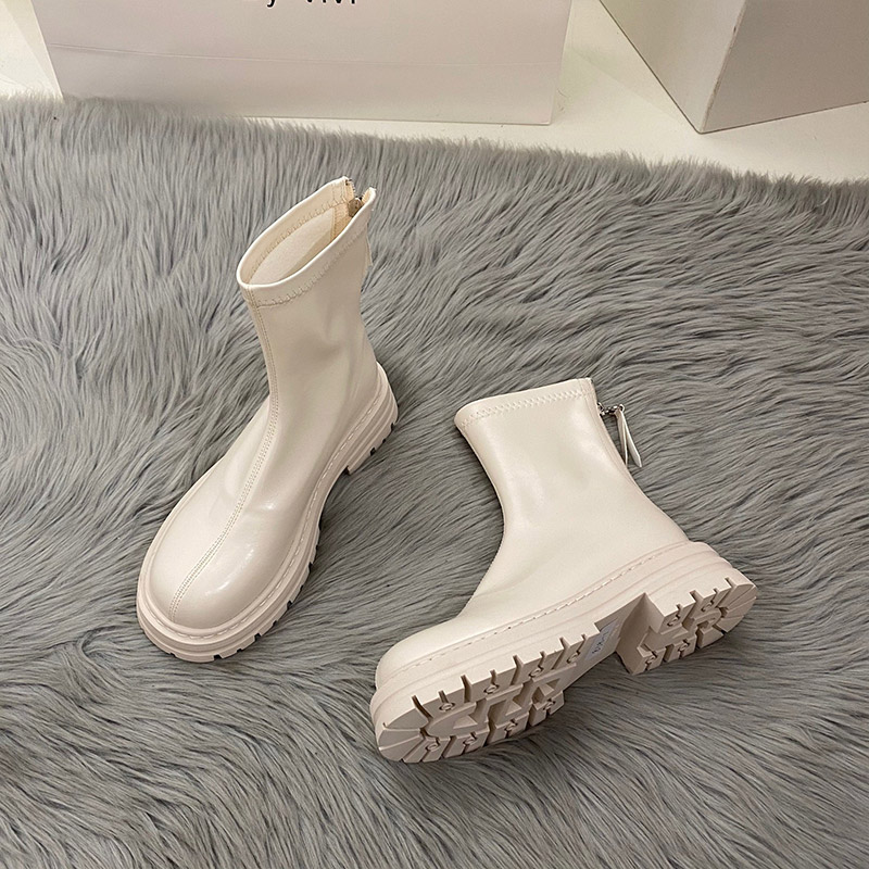 Free shipping white slim designer Martin boots women's shoes 2025 French ankle boots short boots spring and autumn winter long boots single boots