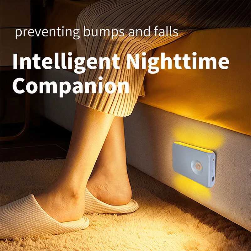 Motion Sensor Wall Lamp Magnetic Night Light Type-C Charging Warm/RGB Light Wireless Cabinet Lights for Indoor Closet Stair M251118