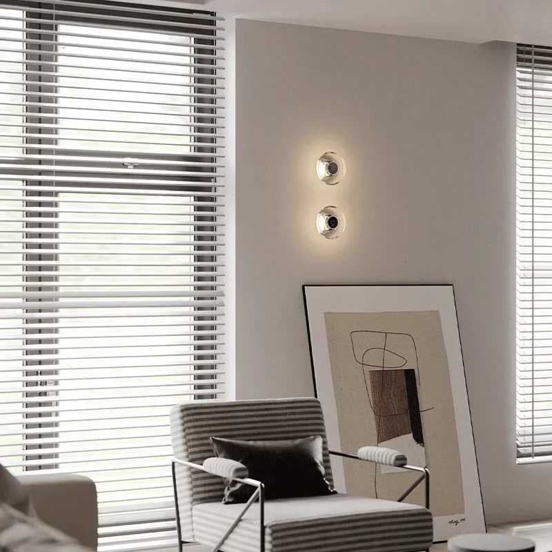 Modern Round Crystal Bedside Lamp Bedroom Living Room Italian LED Sconce Minimalist Art Circular Corridor Mirror Wall Lights M251118