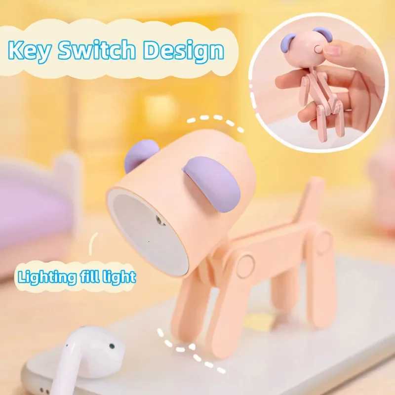 LED Mini Night Light Cute Dog Deer Foldable Desk Lamps Desktop Ornament Book Light Kids Room Bedside Bedroom Decor Holiday Gifts M251118