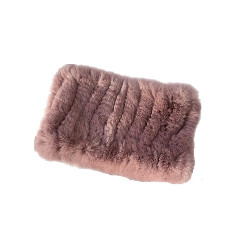 Women Handmade Stretch Rabbit Fur Scarf Knit Genuine Rex Rabbit Fur Headbands Girls Natural Rabbit Fur Ring Scarves 251022