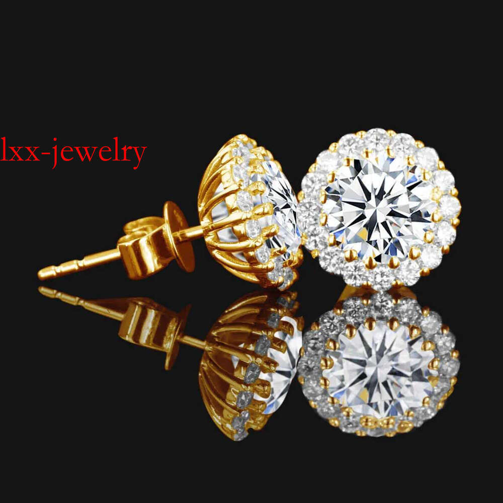 Quality Fine Jewelry Sier Woman D VVS1 1.2 Moissanite Dias Stud Earrings Women Gold
