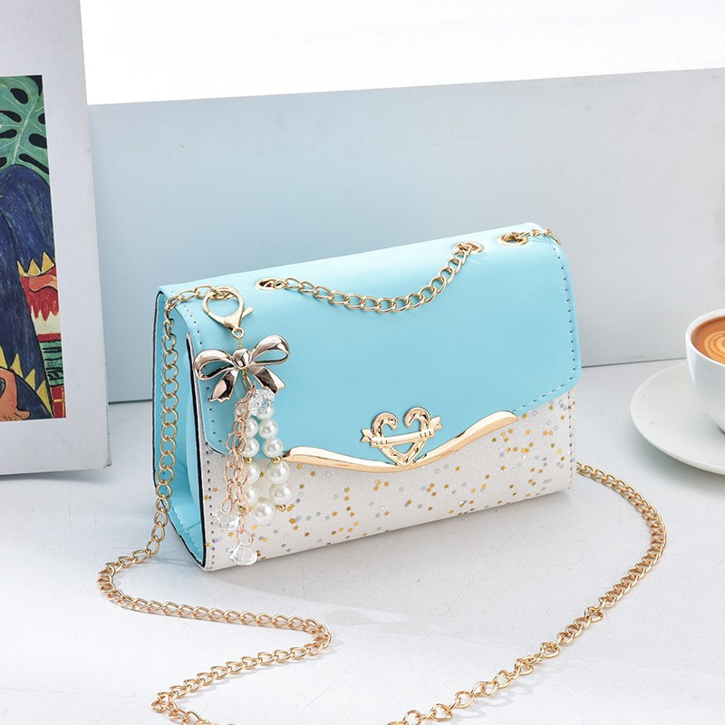 Elegant Korean Version Women's Chain Messenger with Sequins Stylish & Functional Shoulder Bag saddle bag designer
