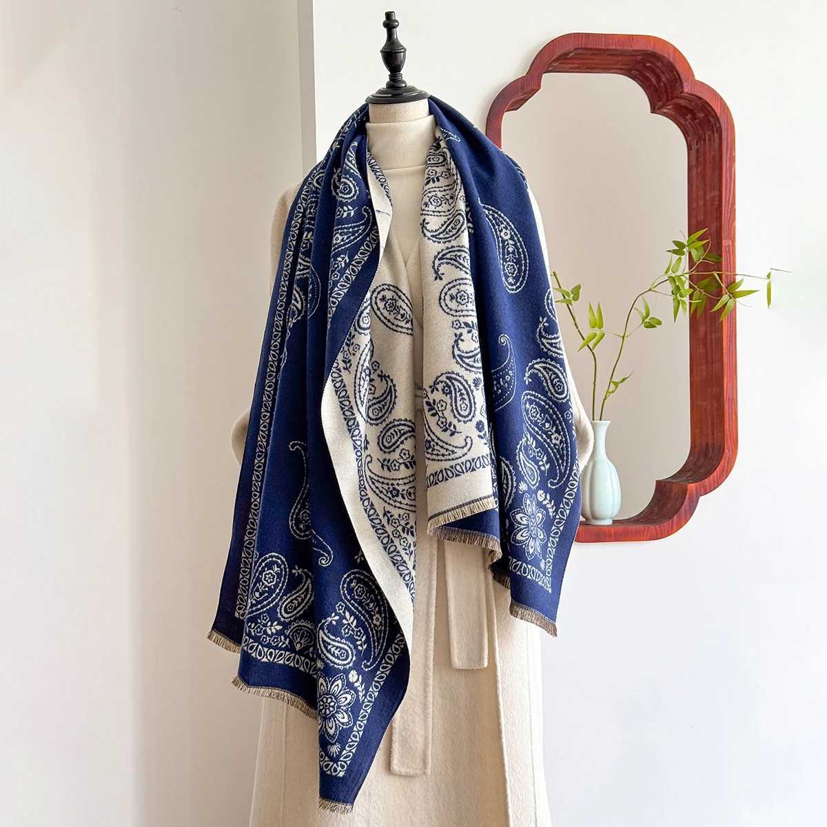 Luxury Winter Cashmere Scarf Women Design Warm Pashmina Blanket Poncho Scarves Female Paisley Print Shawl Thick Foulard BufandaXJ251118 - view 4