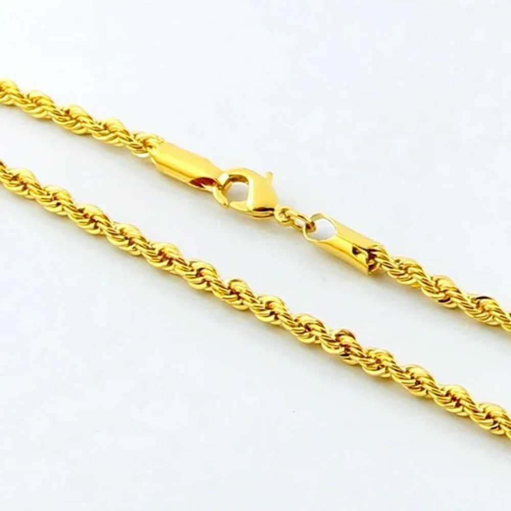 Hot Y2K 18K gold necklace 3MM twisted rope electroplated chain suitable for mens womens wedding jewelry giftsT250418