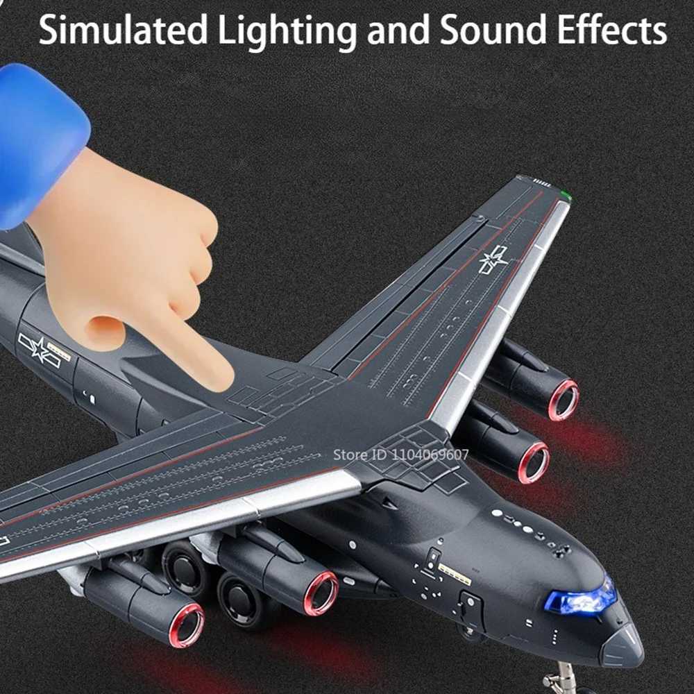 1180 Y-20 Transport Plane Model Toys Alloy Diecast Miniature Military Fighter Jet Sound Light Doors Opened Pull Back Boy Gifts C251118