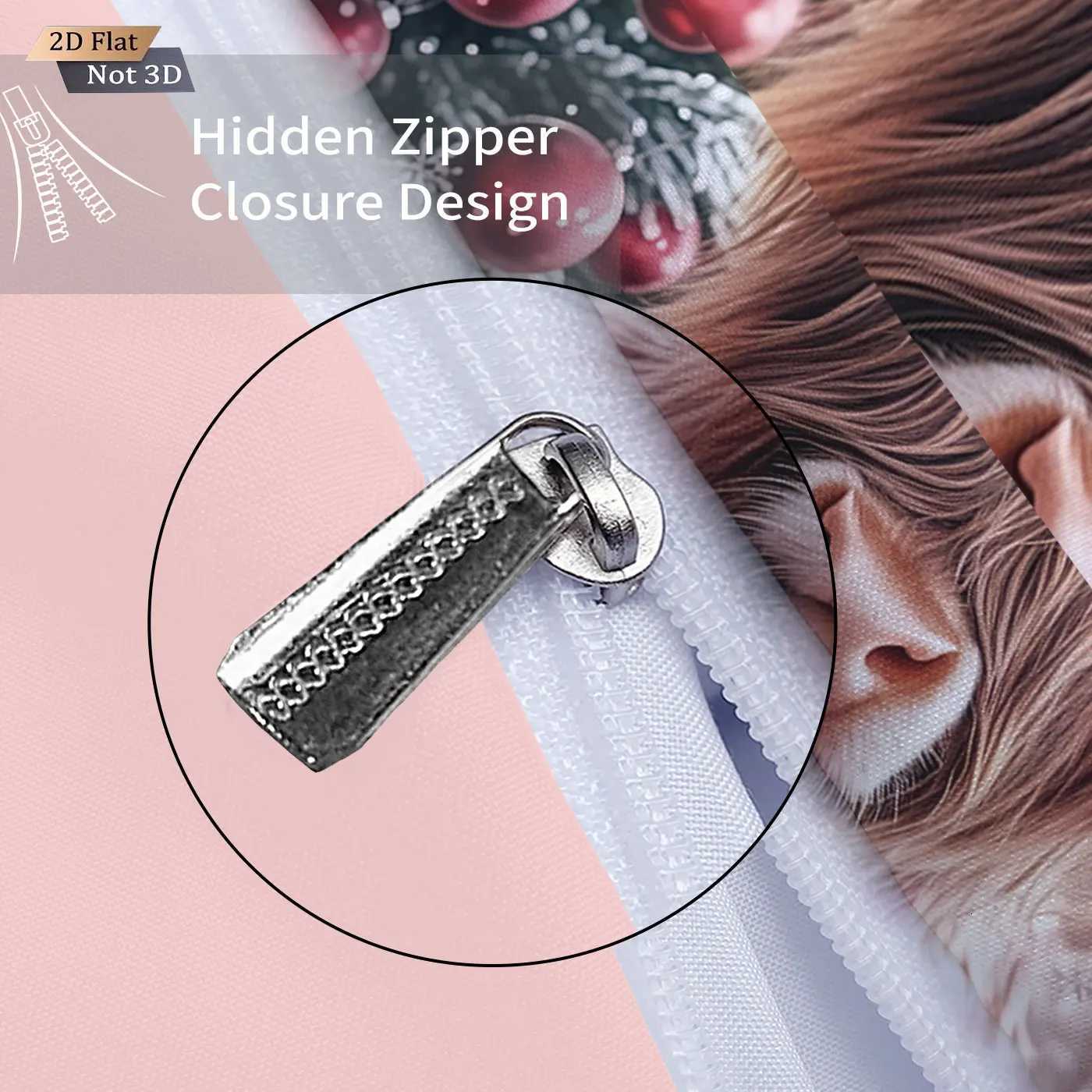 3pcs Red Christmas Highland Cow Gift Print coreless Bedding Set Soft Dormitory Bedroom Multiple Sizes Machine WashableM251118