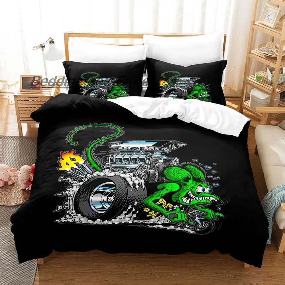 New Rat Fink Bedding Set Single Twin Full Queen King Size Bed Set Aldult Kid Bedroom Duvetcover Sets 3D Anime Bed Sheet SetM251118