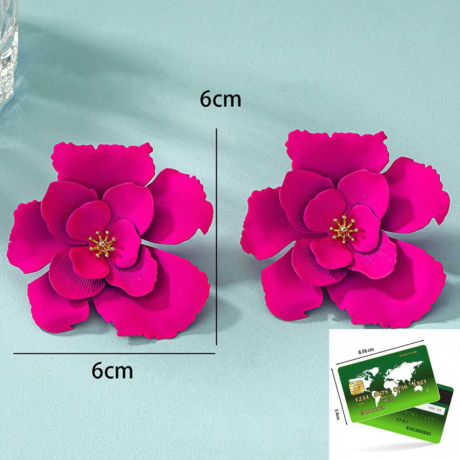 Exaggerated large rose petal metal flower earrings for women Tren charm wedding big drop earrings 2024 fashion jewelry womenXJ250418