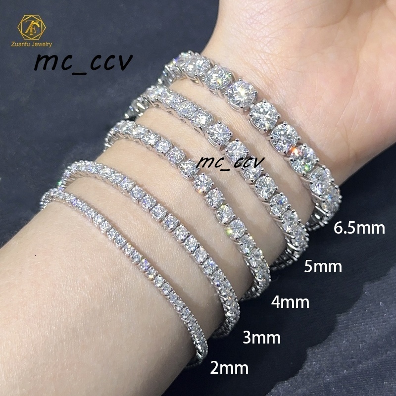3mm 4mm 5mm DEF VVS CVD HPHT Lab Grown Diamond 14k 18k Real Solid White Gold Tennis Bracelet Women Fine Jewelry