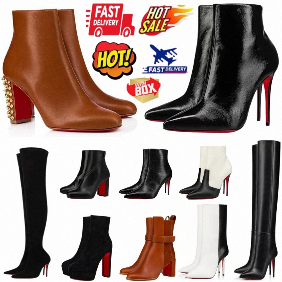 Designer Red Boots Heels Heel Boot Trendy Womens Women Reds Short Booties Black Platform Leather Ankle Brown Beige white high knee long x6fq#