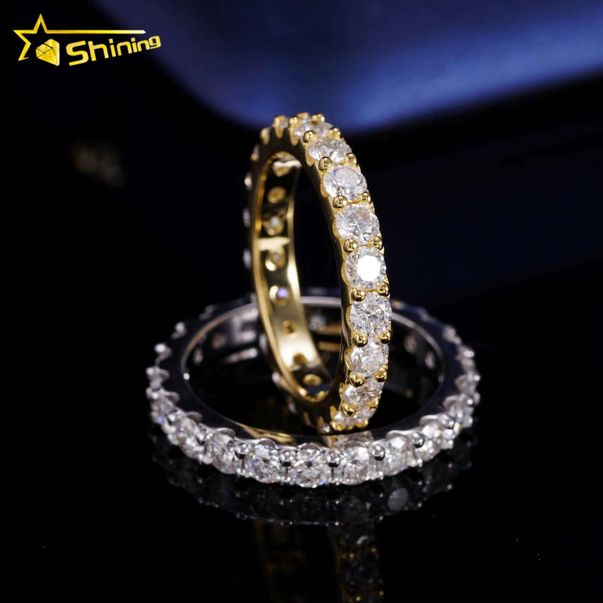 Wholesale Price 3mm Width Sterling Sier Eternity Band Iced Out Vvs Moissanite Dia Engagement Hip Hop Ring