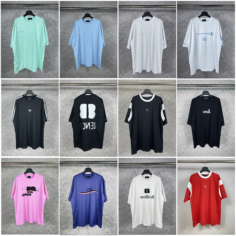 Ba lenci aga shirts designer men Boxy Cropped Streetwear Tee: Washed Cotton Blend, Micro-Pleated Sleeves for High-Fashion Layering shirts for men designer size XS-L