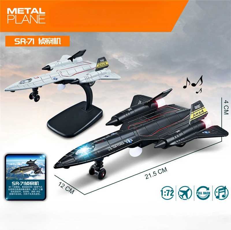 SR-71 Blackbird American reconnaissance plane fighter model airplane sound and light childrens toy ornaments collection gift C251118