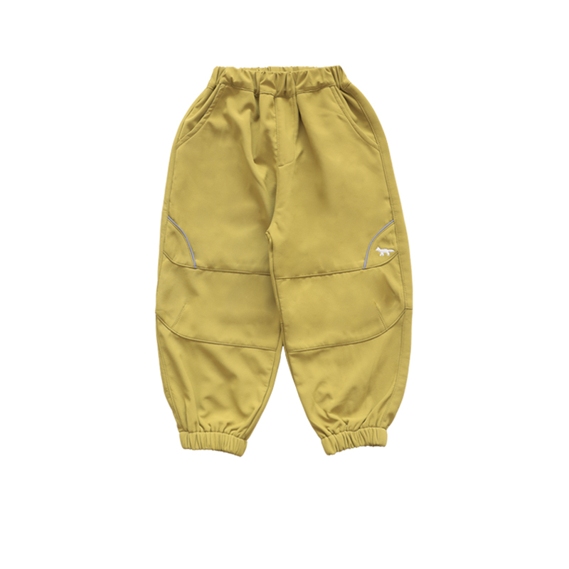 Children's Embroidered Thin Fleece Cuffed Pants, Mountain-Style Water-Repellent Thermal Trousers, Comfortable Hiking & Casual Wear for Kids 25AG3