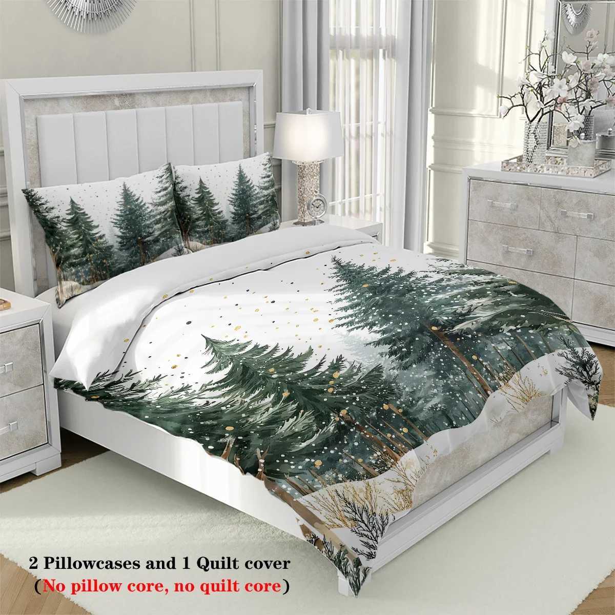 3pcs Pine tree pattern printed bedding set1 duvet cover2 case suitable for teenagers and adults bedroomhome decorationM251118