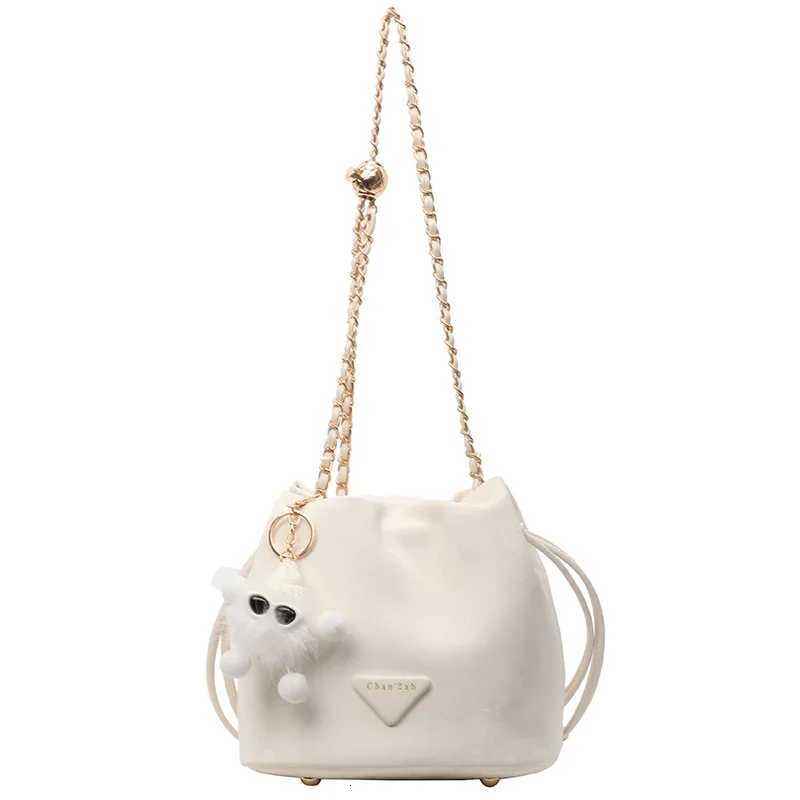 Cute Small Drawstring Bucket Bag Shoulder Bag 2024 New PU Leather Chain Fashion Trend Handbag For WomenW251118