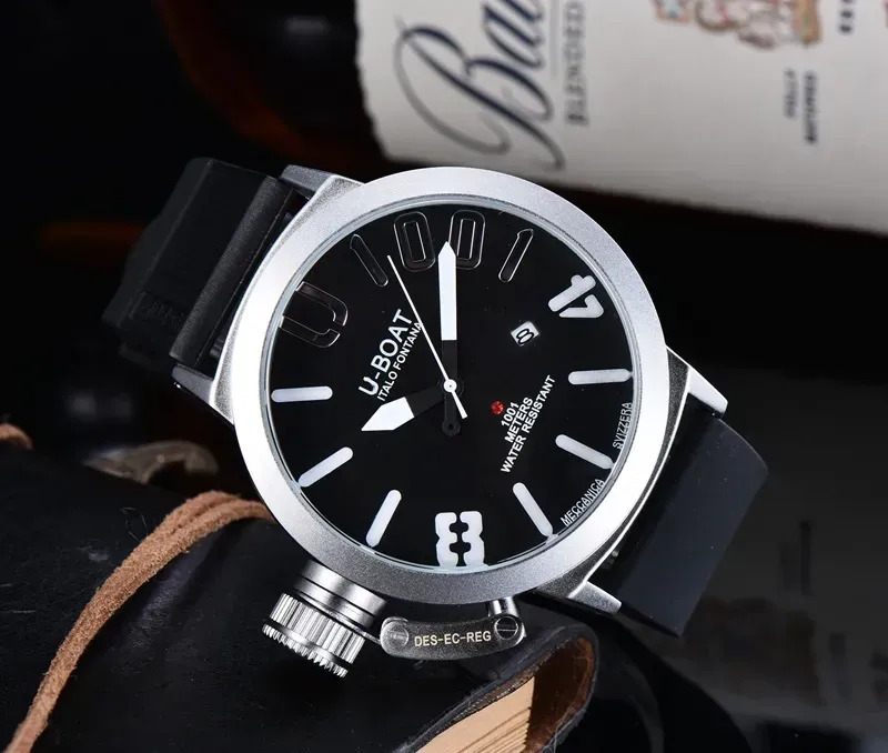 U Big Boat Wrist watches three stitches white Case Mens watch Sports Classic 50mm quartz Watches Top luxury Brand Clock 039