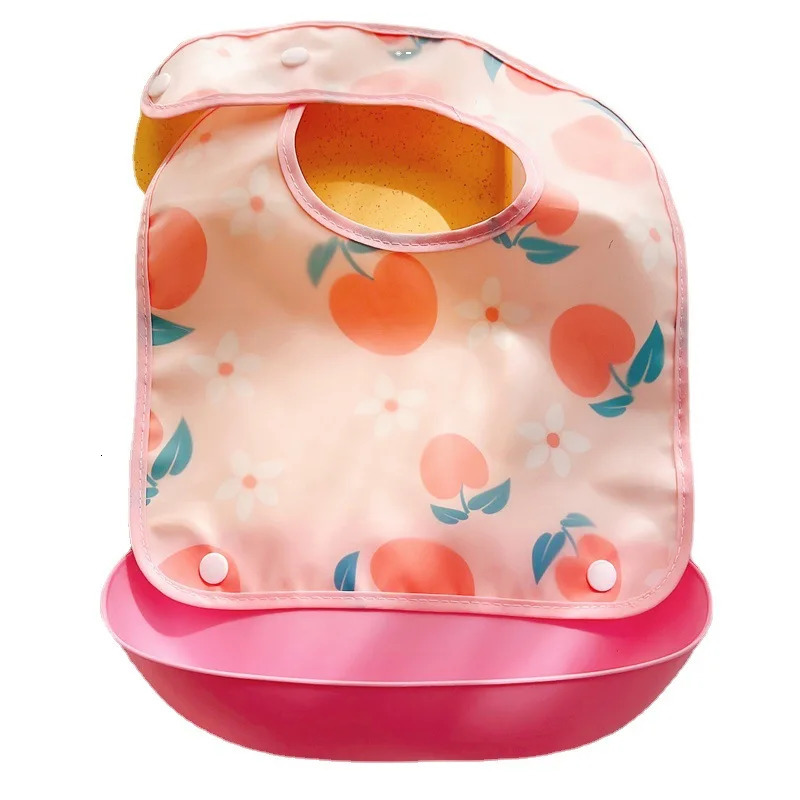 Detachable rice bag baby feeding bib s silicone waterproof suitable for babies infants Burp cloth cartoon adjustable 250414z