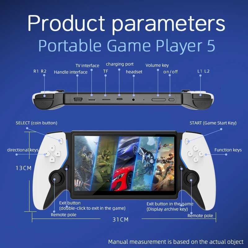 New 7-Inch Dual Joystick Nostalgic Arcade Handheld Game Machine PX Pro Compatible With 30Emulators 256G P Gift Open-SourceW251118