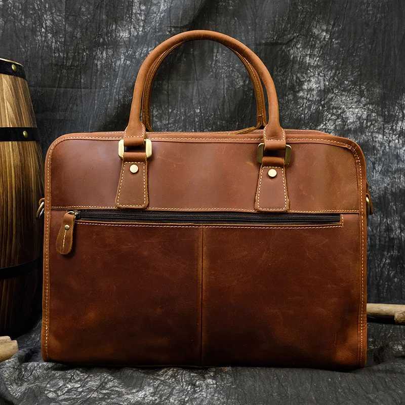 Luufan mens genuine leather laptop briefcase laptop work handbag mens investment portfolio business handbag mens computer bag Z250418