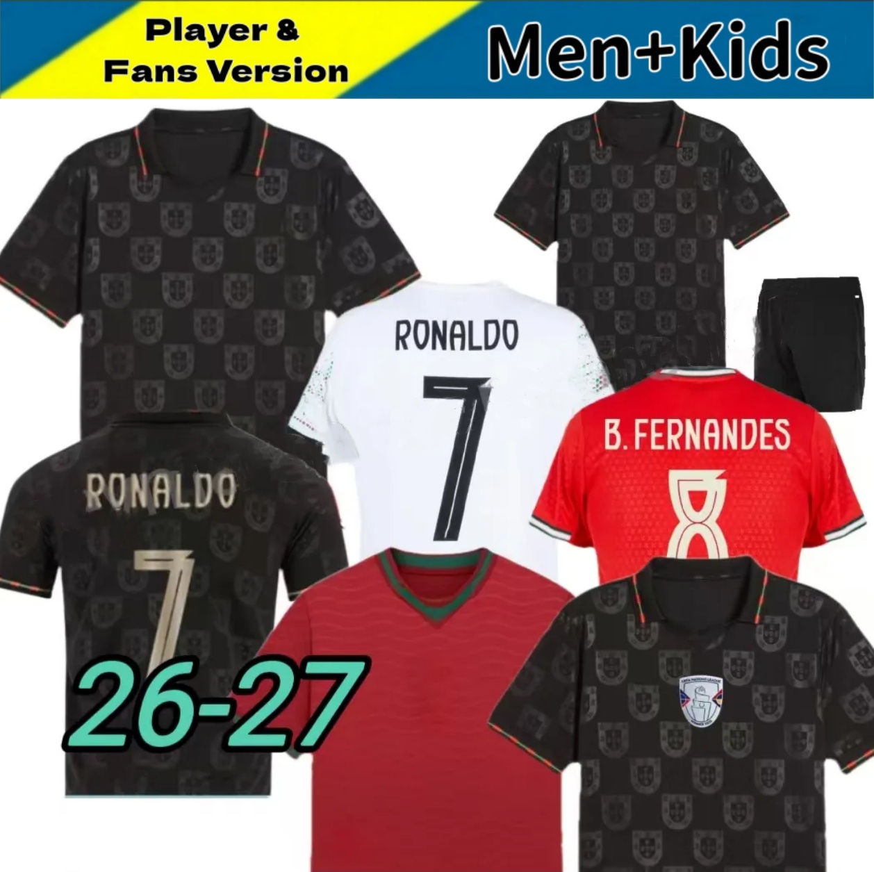 2026 World Cup Portugal Soccer Jerseys Edicao Special Black Panther DIOGO J RUBEN RONALDO PEPE 26/27 Portugieser Portuguese Men Football Shirts Kids Kits