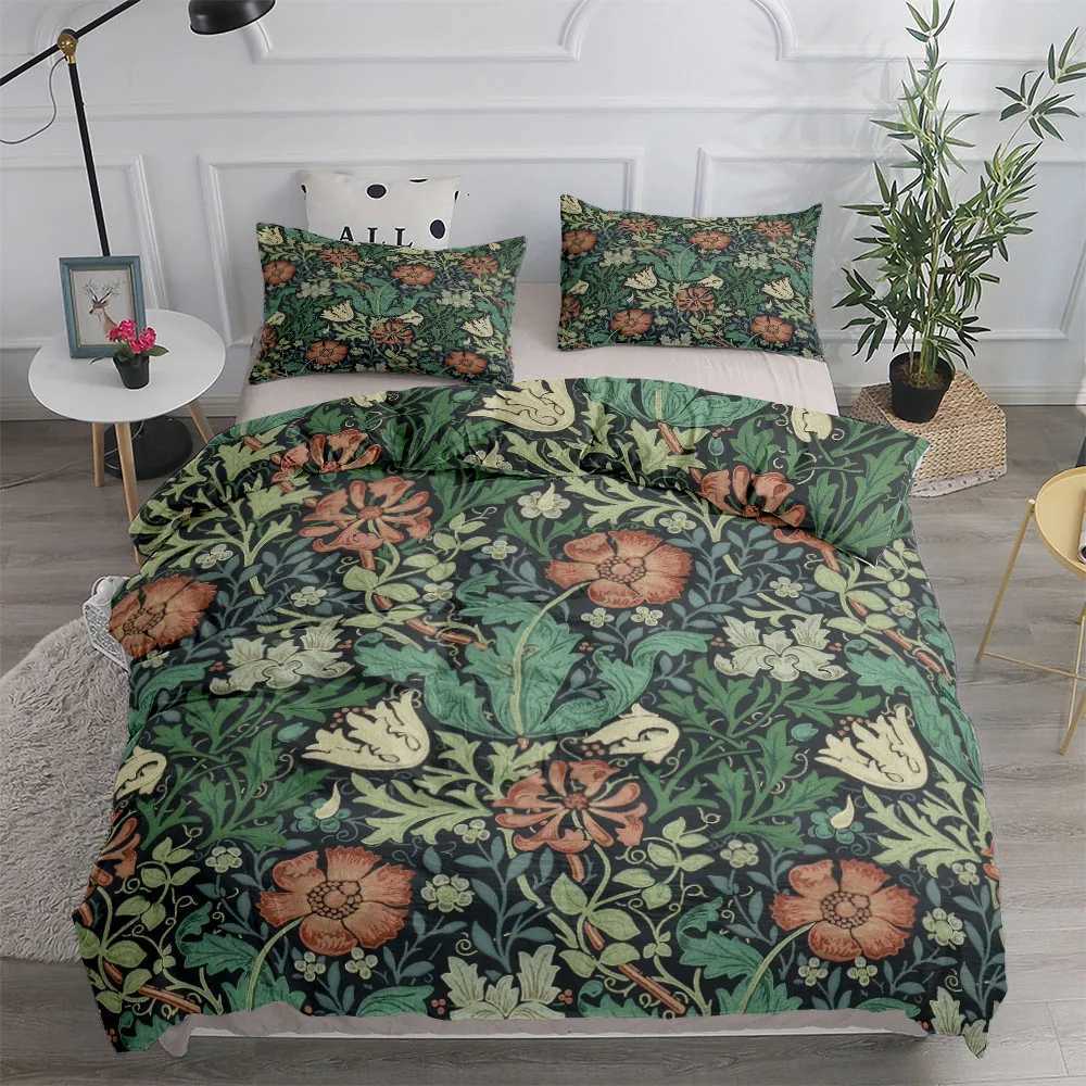 William Morris Neoclassical Floral And Birds Duvet Cover Set EU Single Double King US Twin Full Queen Size Bed Linen SetM251118