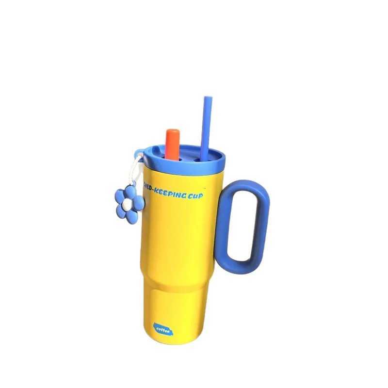 Large Capacity High Aesthetic Straw Bottle Couple Water Cup Girlfriend Gift Double Wall Insulated Stainless Steel Tumbler Y251120 W260226