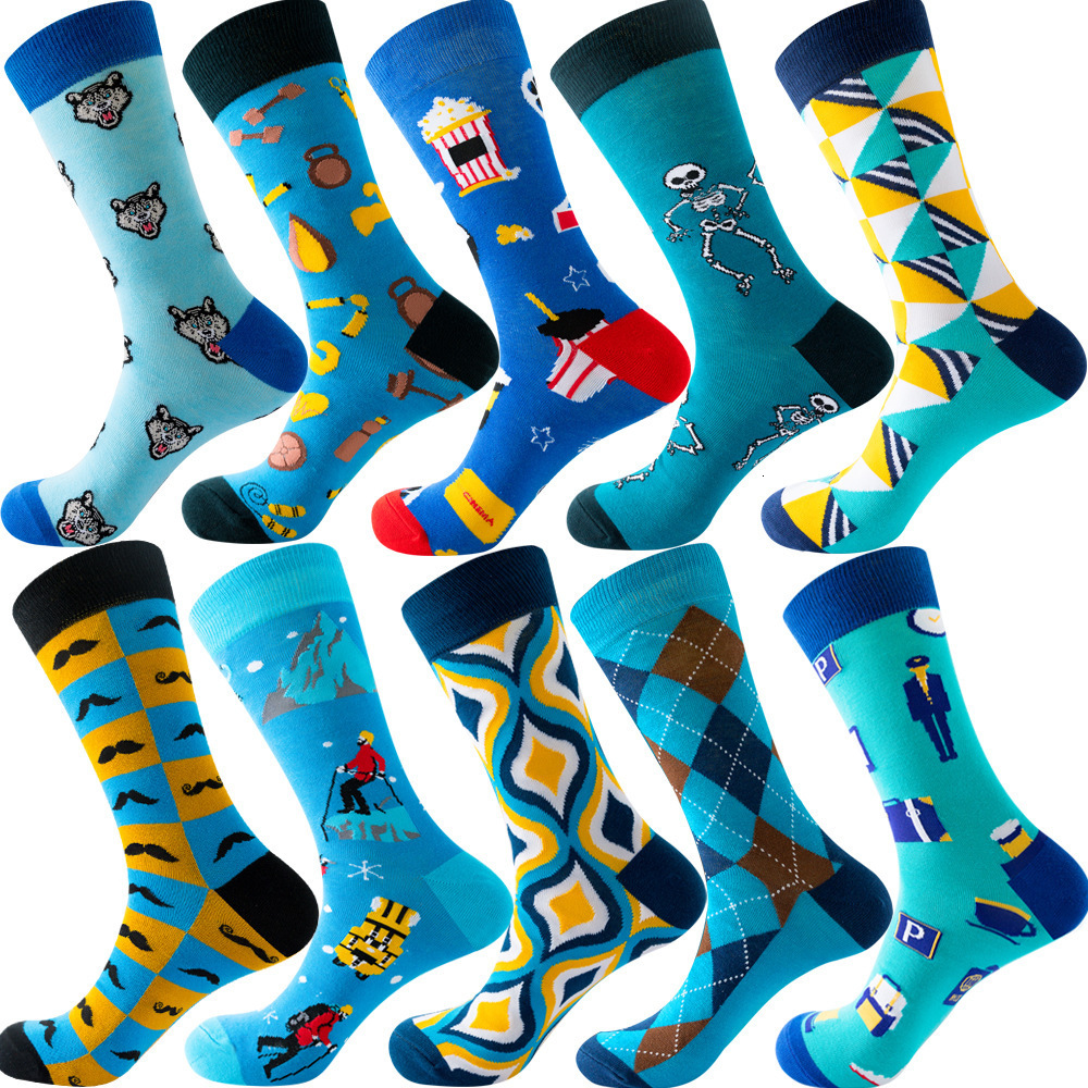 New autumn Diamond Mens socks Christmas animal fruit socks food dots