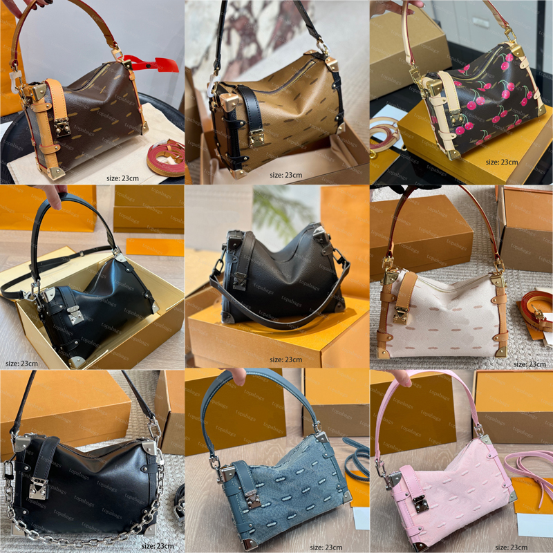 Mini Side Trunk Designer Bags For Women Real Leather Top Quality Fashion Box Bags Lady Luxury Handbags Classic Vintage Crossbody Shoulder Bags