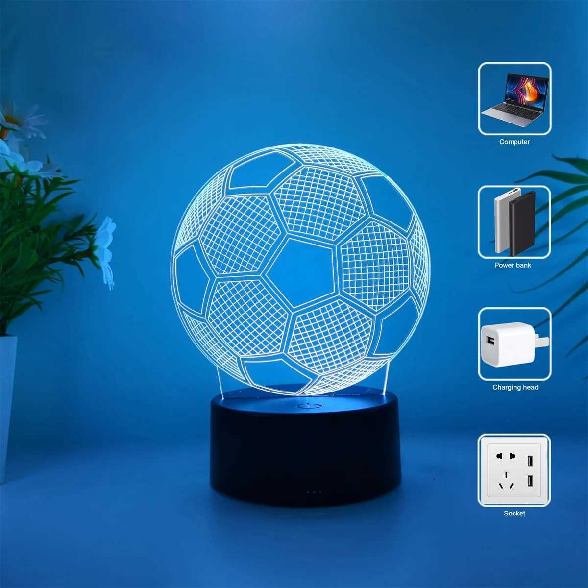 1 football 3D night light Fathers Day holiday gift table light for family atmosphere light companion sleep light M251118