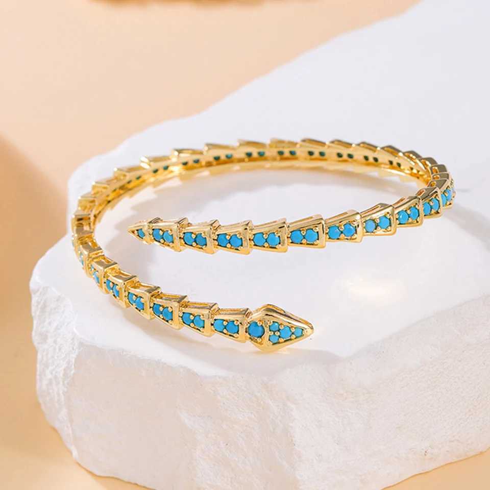 ZAKOL 2025 New Turquoise Snake Bone Bracelet for Women Unique Personalized Party Jewelry Fashion Birthday Gift W251118