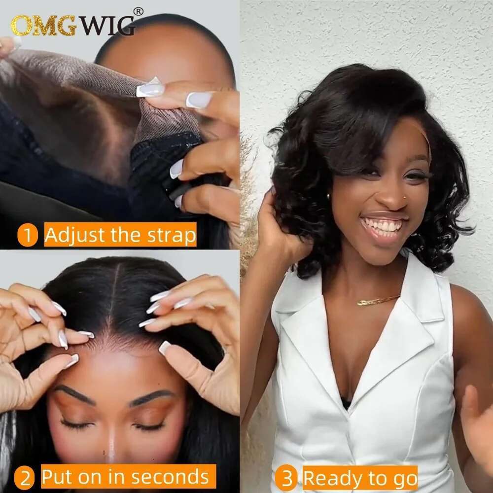 360/5X7 Short Layered Bouncy Curly With 4C Kinky Edges Ready To Go Glueless Human Hair Wigs For Black Women Pre Cut Lace Remy