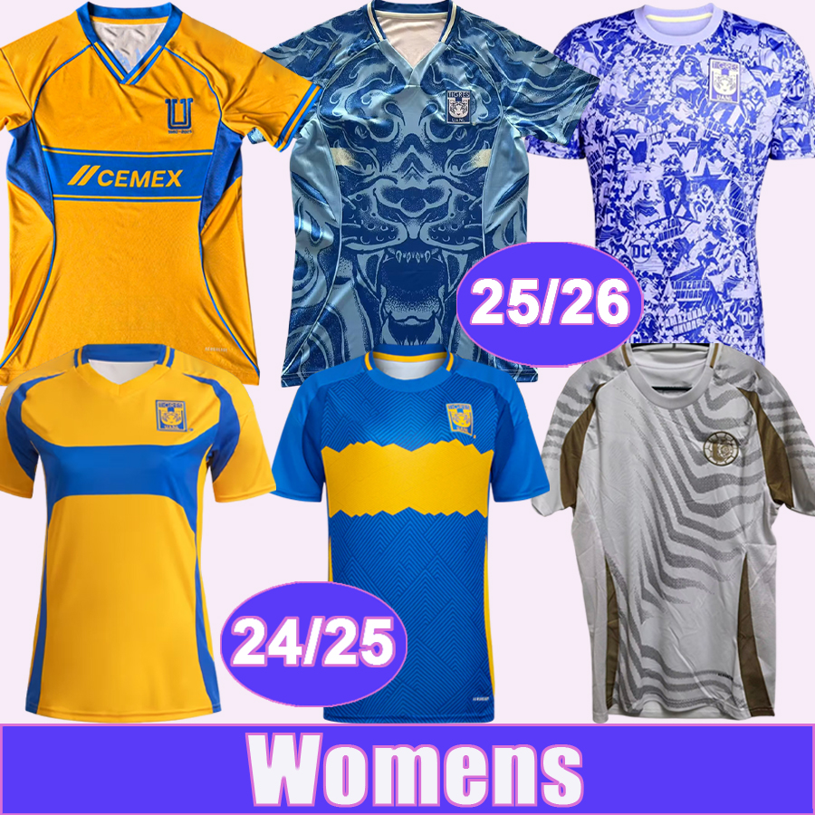 24 25 26 Tigres de la UANL Women Soccer Jerseys GIGNAC VIGON D.REYES CORDOVA PIZARRO AQUINO Home Away 3rd Pre-match Suit Football Shirts Uniforms
