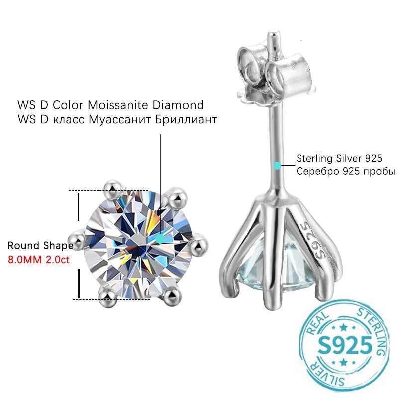 URMYLADY 1ct Moissanite Earrings for Women Wedding Fine Jewelry with GRA s Sterg Sliver Plated White Gold Stud Earring