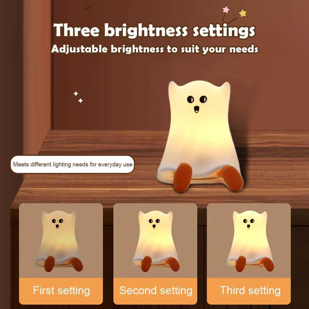 Halloween LED Night Light Warm Light Ghost Touch Lamp Cartoon Patting Silicone Cute Pumpkin Nightlight For Desk Decor M251118