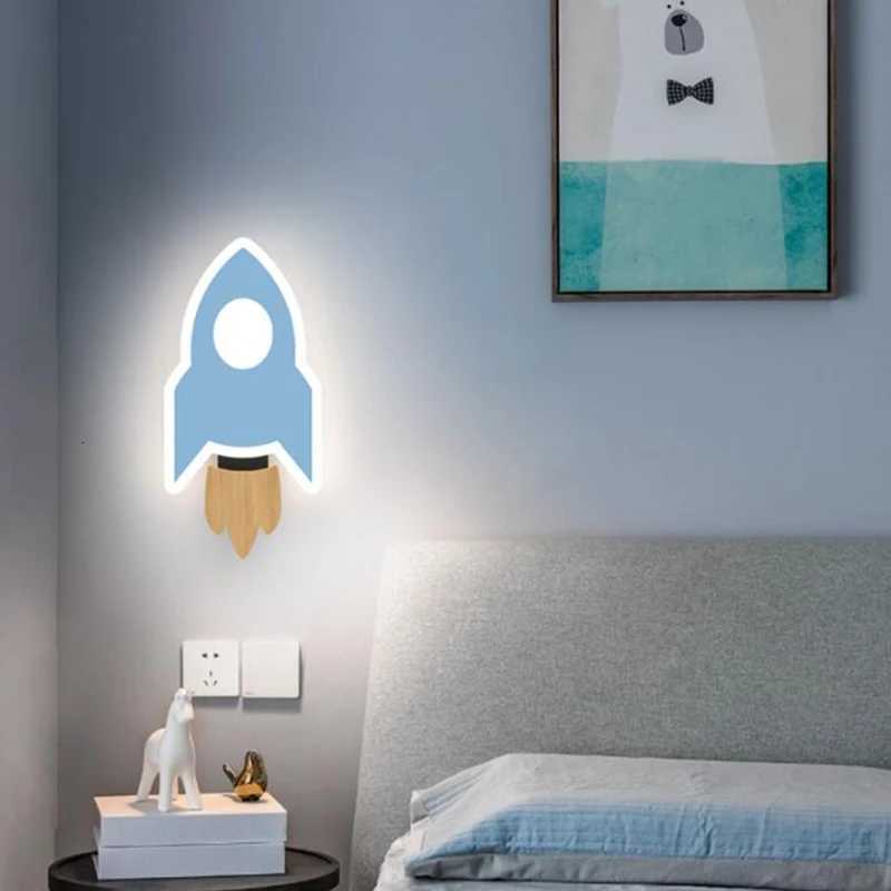 Cartoon LED Rocket Wall Lamp Modern Moon Star Wall Light Indoor Baby Childrens Room Bedside Decoration Light Kids Gift M251118