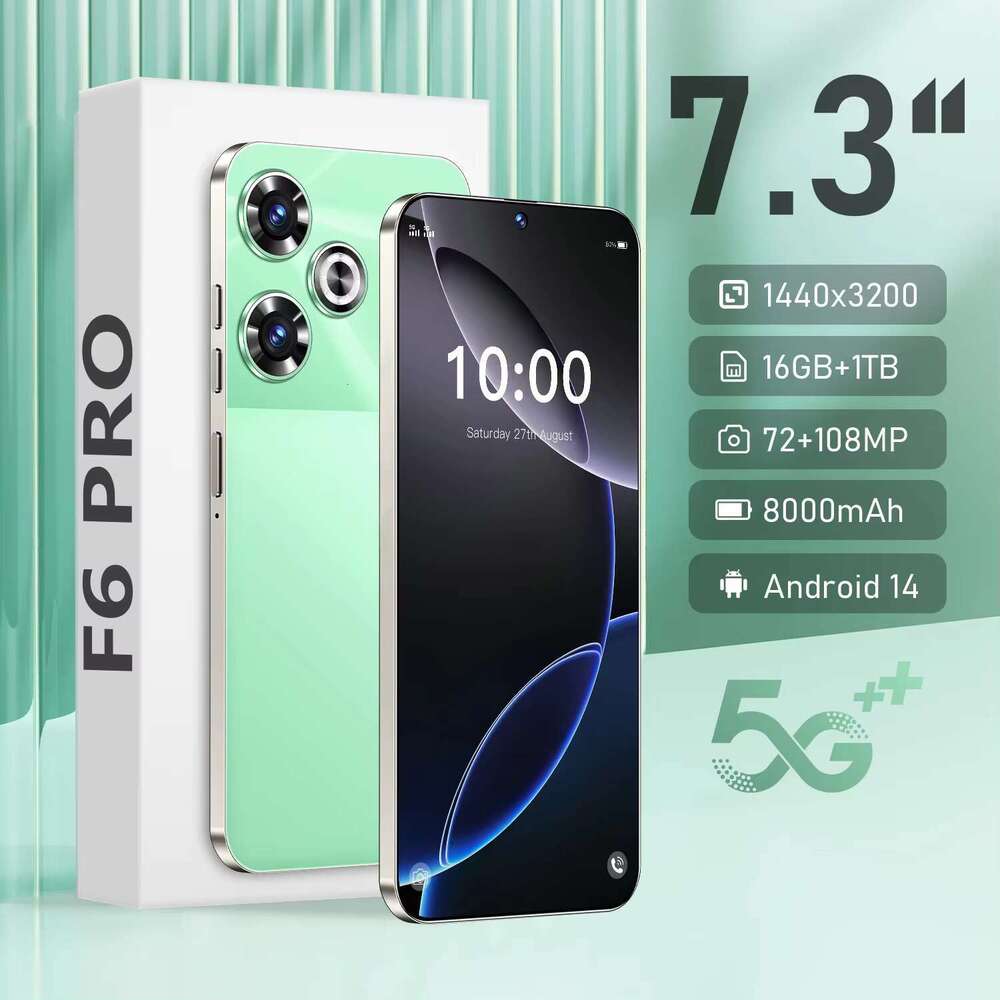 Nice Fn Factory Price 5G F6 Pro Android Mobile Phone 7.3-Inch 10-Core Processor 16GB + 1TB Display Dual SIM Gaming Smartphone
