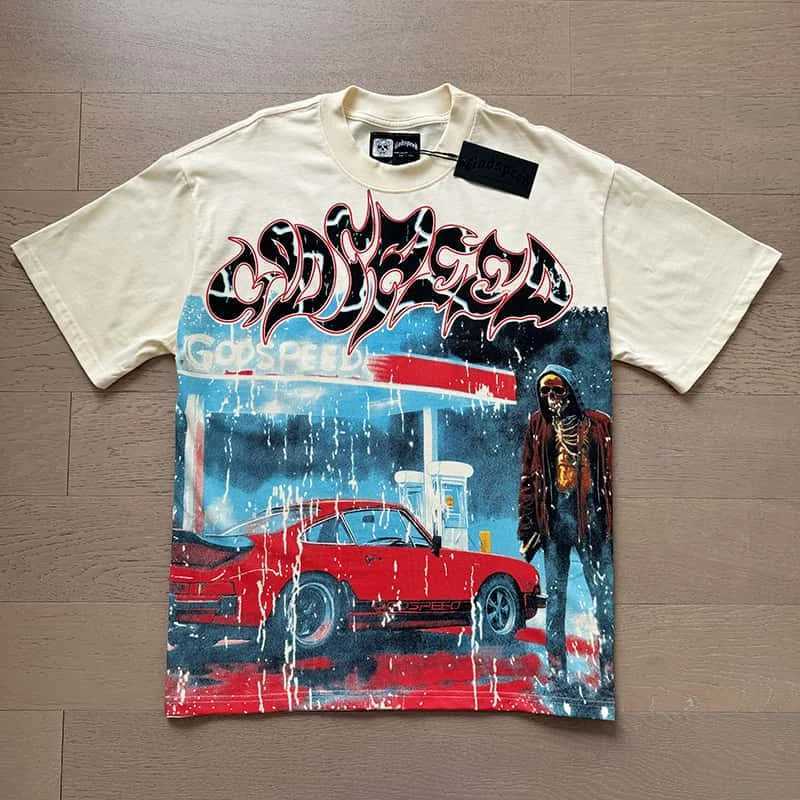 2025 GOD SPD T-shirt Men Women Round Neck Short Slve Godspd Top T Hip Hop Rock Skull Strtwear T ShirtC250418