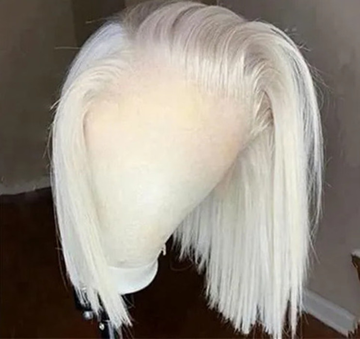 Fashio white blonde 60 pixie cut bob wigs soft 100%human hair Hd lace front wigs glueless raw hair wigs