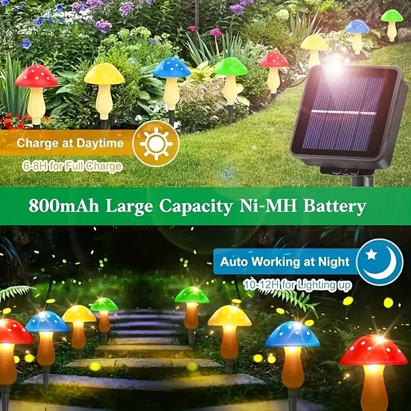 LED Solar Mushroom String Light Outdoor Waterproof Fairy Lawn Lights Garden Nigh Lamp For Yard Christmas Wedding Party Decoration