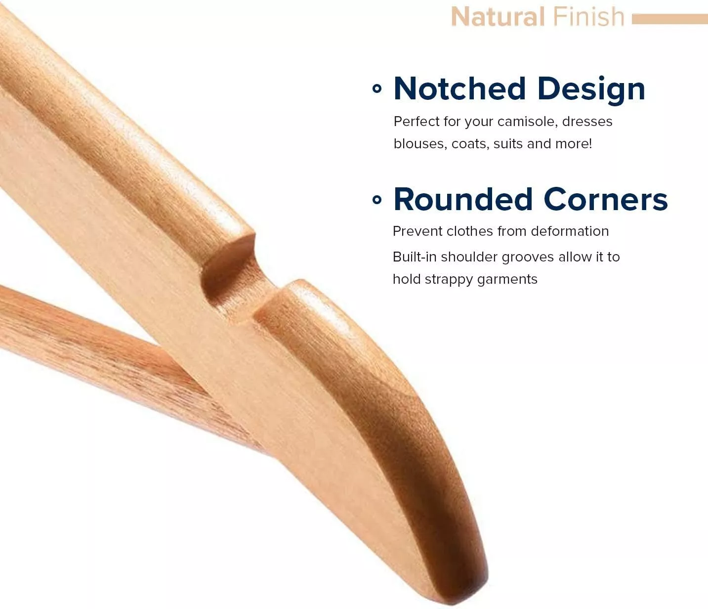 10 Pack Natural Wood Clothes Hangers, Durable Wooden Hangers for Coats, Jackets, Dresses, Pants, and Shirts