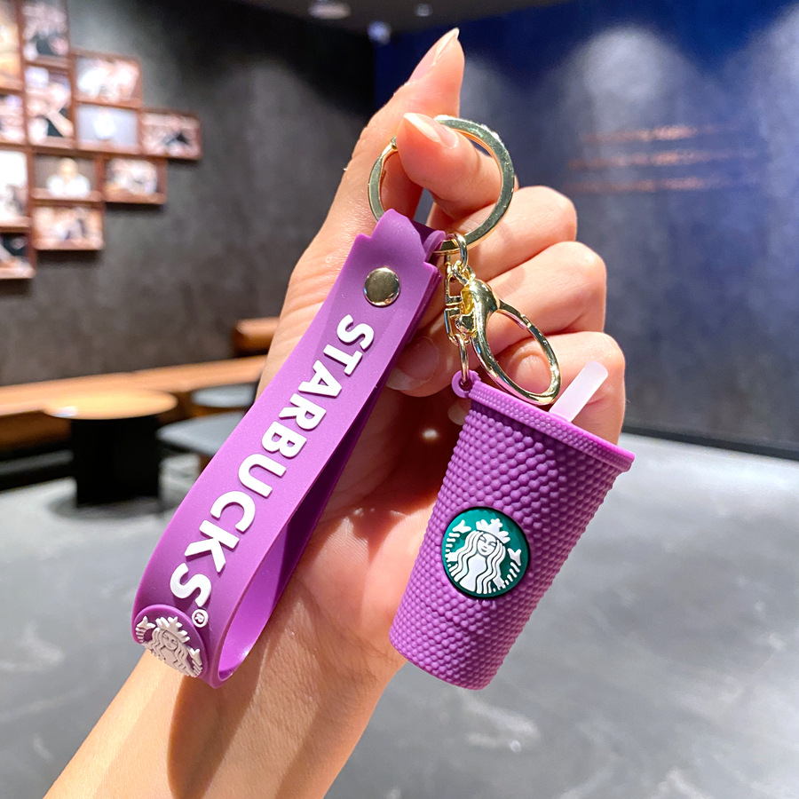 Free shipping Keychains Lanyards Starbucks keychain pendant couple bag car keychain decoration floor push gift