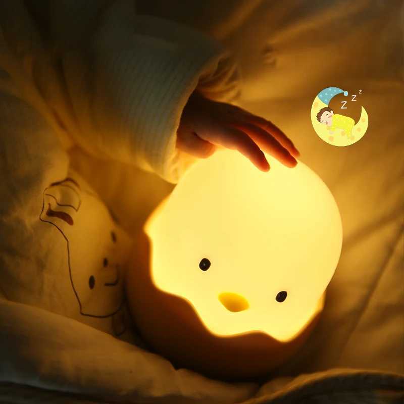 Eggshell Chicken Night Light Cartoon LED Light Bedroom Children Touch Adjustable Light Rechargeable Warm Light Atmosphere Light M251118
